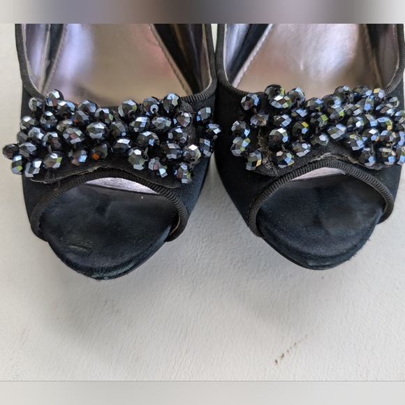 Chinese Laundry black satin embellished stiletto platform shoes size 9 - Picture 13 of 15
